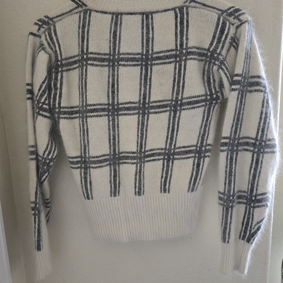 Vintage I.B. Diffusion Silk Angora Plaid Cardigan - Picture 4 of 5